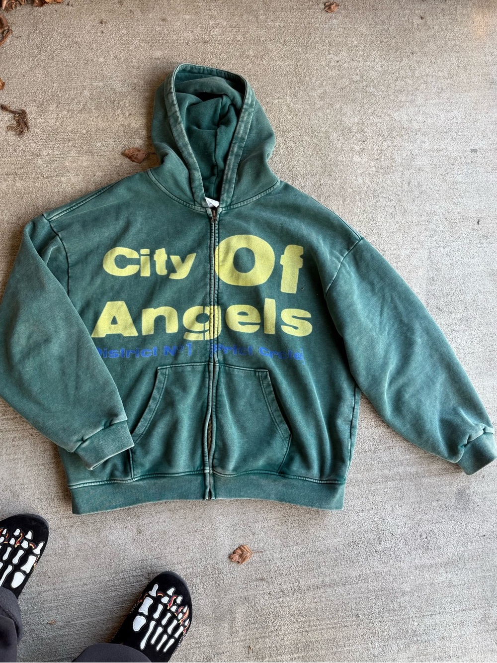 Green 'City Of Angels' Zip-Up Hoodie